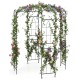 Birdcage shape gazebo for climbing plants, featuring durable galvanized metal and decorative floral accents for events.