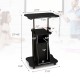 Adjustable mobile standing desk cart in black with tilt desktop, measuring 27" to 45", ideal for home or office use.