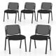 Set of 5 stackable conference chairs with mesh back, featuring a curved backrest and sponge padding for comfort.