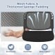 Close-up of the breathable mesh back and thickened sponge padding of a stackable conference chair for optimal comfort.