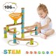 Bamboo marble run toy set with 106 pieces, designed for kids over 4 to enhance STEM skills and creativity.
