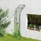 Black garden arch trellis with elegant curve, perfect for supporting climbing plants and enhancing garden aesthetics.