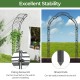 Garden arch trellis with sharp ends for easy soil insertion, sturdy metal frame for climbing plants and outdoor use.