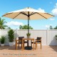 Black patio umbrella base with 88 lbs capacity, designed for stability and compatibility with various umbrella sizes.