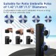 Patio umbrella base with adjustable knobs for 1.42"/1.5"/1.89" poles, fillable with sand or water for stability.