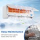 Self-cleaning mini split AC unit with removable filters, showcasing easy maintenance and efficient airflow for home.