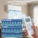 Mini split AC unit with remote, featuring 3 zones, 20 SEER2 efficiency, 8 fan speeds, and 7 operating modes.
