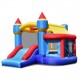 Castle Slide inflatable bounce house with ball pit, made from durable Oxford materials, suitable for kids aged 3-10.