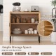 Boho storage cabinet with natural rattan doors, 3-position adjustable shelf, ideal for kitchen organization and decor.