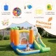 Bounce house for kids with climbing wall, slide, and ball pit, made of durable 420D oxford cloth for backyard fun.