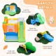 Bounce house with climbing wall and slide, made of tear-proof 420D oxford cloth, perfect for backyard parties.