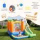 Bounce house for kids 3-12 with climbing wall, slide, and ball pit, made of durable 420D oxford cloth for backyard fun.