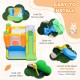 Bounce house for kids with climbing wall and slide, made of durable 420D oxford cloth, ideal for backyard parties.