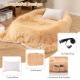 Fluffy human dog bed in brown with soft blanket, plump pillow, and side pockets for cozy lounging and pet interaction.