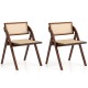Set of 2 foldable dining chairs with woven rattan backrest and sturdy rubber wood frame for convenient storage.
