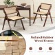 Foldable dining chairs set of 2 with woven rattan backrest, sturdy rubber wood frame, perfect for convenient storage.