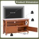 TV stand dimensions showing spacious storage, brown finish, and ergonomic knobs, suitable for TVs up to 50 inches.