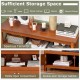 TV stand with spacious tabletop, open shelf, and double-door storage cabinet for organized media devices and decor.