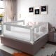 Baby bed rail in gray, 76.8 inches, features double safety locks and breathable mesh for secure, convenient use.