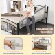 Baby bed rail in gray with double safety lock, 28.5-inch height, for secure sleep and easy access to baby.