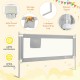 76.8-inch gray baby bed rail with double safety lock, storage pocket, and breathable mesh for secure sleep.