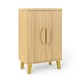 Buffet cabinet with a spacious top and easy-to-open handles, designed for versatile storage in natural wood finish.