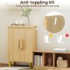 Buffet cabinet with double doors and raised legs, featuring an anti-toppling kit for enhanced stability and security.