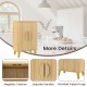 Buffet cabinet with double doors and raised legs in natural finish, featuring magnetic catches and exquisite handles.
