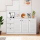 Buffet cabinet in white with 3 drawers and 3 shutter doors, perfect for modern kitchens or dining rooms.