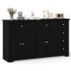 Modern black buffet sideboard with a 59" countertop, 6 drawers, and 2 cabinets for organized storage in any room.