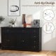 Buffet sideboard in black features a 59" countertop, six drawers, and two cabinets for organized coffee bar storage.