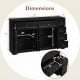 Buffet sideboard console table in black with dimensions, featuring 6 drawers and 2 cabinets for organized storage.