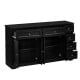 Buffet sideboard in black with 59" countertop, 6 drawers, and 2 cabinets for organized coffee bar storage.
