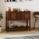 Buffet sideboard cabinet in brown with 2 doors, 2 drawers, and a spacious top for serving or displaying items.