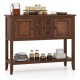 Buffet sideboard cabinet in brown with 2 doors and 2 drawers, offering concealed storage and rustic charm for dining.