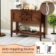 Buffet sideboard cabinet in brown with 2 doors, 2 drawers, and anti-toppling device for stability in any room.