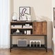 Buffet sideboard cabinet in rustic brown with power outlets, USB ports, and detachable wine racks for versatile storage.