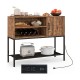 Buffet sideboard coffee bar cabinet in rustic brown showcasing a metal frame and spacious shelves for versatile storage.