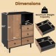 Mid-century modern buffet sideboard with 4 drawers and open compartment, featuring a black finish and spacious design.