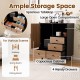 Buffet sideboard cabinet in black featuring spacious tabletop, large open compartment, and 4 handy drawers for storage.