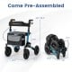 Folding rollator walker with seat, featuring large pneumatic tires and adjustable height for all-terrain use.
