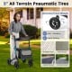 Folding rollator walker with seat features 9" all-terrain pneumatic tires, ergonomic grips, and adjustable height for.