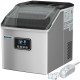 Stainless steel ice maker with LCD display, producing 48 lbs of ice daily, ideal for home kitchens and parties.