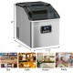 Stainless steel 48 lbs ice maker with LCD display, ideal for home, bar, or party use, showcasing a compact design.
