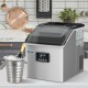 Stainless steel 48 lbs ice maker with LCD display, making 24 square ice cubes per cycle, ideal for home and parties.
