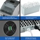 Transparent top view of the 48 lbs stainless steel ice maker with removable ice bucket and handy scoop for easy use.