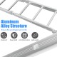 Folding aluminum step ladder showcasing anti-skid pedal and rustproof structure for enhanced stability and durability.