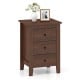Walnut nightstand with three drawers, featuring a space-saving design and elegant appearance for versatile room use.