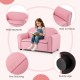 Kids sofa armrest chair in pink with wide backrest, sturdy legs, and storage function for toys and books.