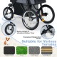 3-wheel pet stroller with 12" front wheel and 16" lockable rear wheels, ideal for small dogs on various terrains.